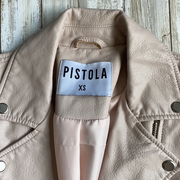 Women’s light pink faux leather Pistola jacket - Picture 2 of 5
